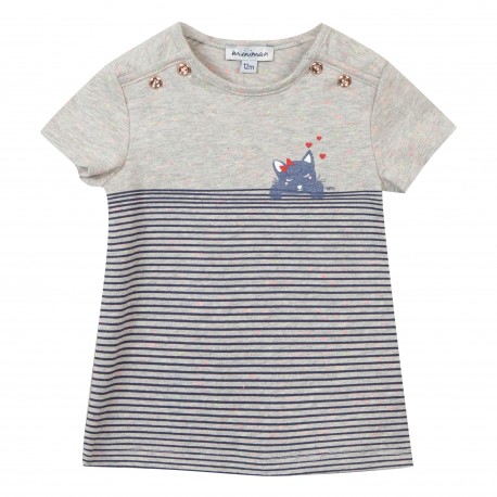 T-shirt manches courtes motif imprimé chaton