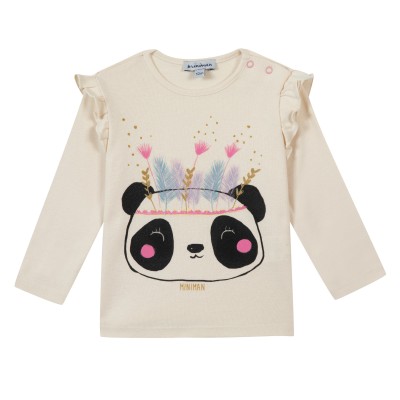 T-shirt manches longues Oeko-Tex® à volants motif panda